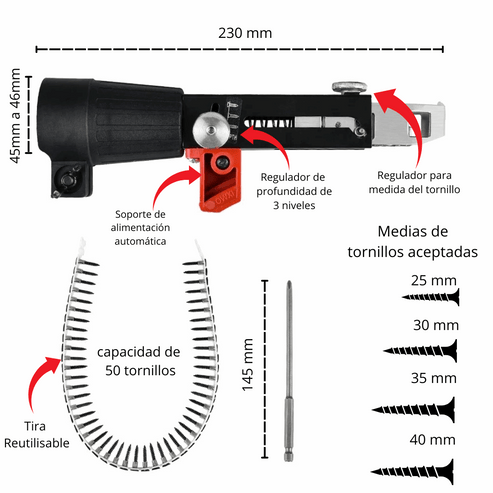 Adaptador de Atornillado Automático™ Para Taladro