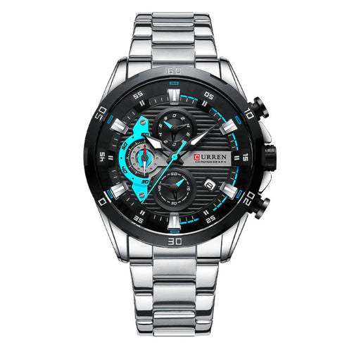 Reloj Curren  Original Hombre Plata-Negro Acero Inoxidable Elegancia Casual